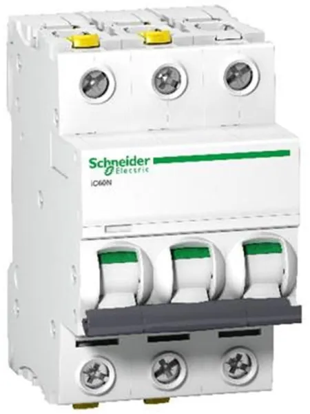 Schneider Electric Acti9 iC60N 3P 50A Dubbele klem C-karakteristiek 6/10kA 230V Breedte 54mm