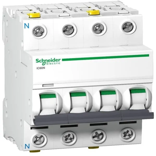 Schneider Electric Acti9 installatieautomaat iC60N, 3P+N 10A C, met dubbele klem, 72 mm