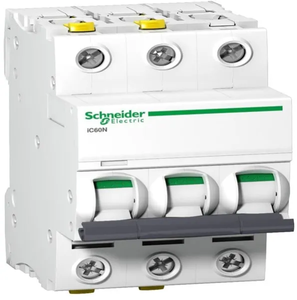 Schneider Electric Acti9 iC60N 3P 32A Dubbele klem C-karakteristiek 6/10kA 230V Breedte 54mm