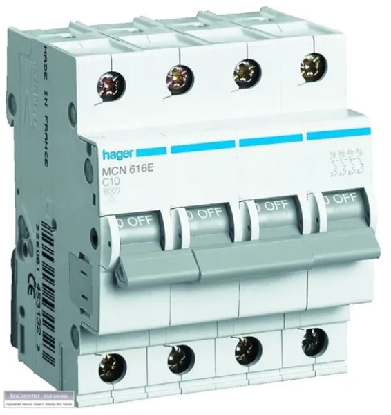 Hager Installatieautomaat 3P+N 50A C-karakteristiek