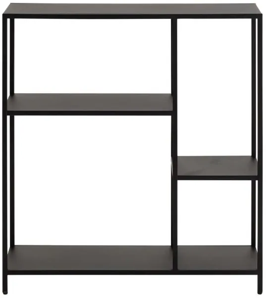 ACT NORDIC Newcastle bokhylla, med 3 hyllor - svart metall (H:86cm x79,5cm x 30cm)