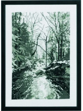 Permin Embroidery Kit Forest Stream 21x29cm