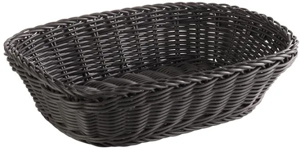 Discontinued model: Bread basket, rectangular, black plastic weave, 26.5x19xH7 cm