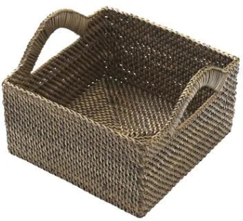 Bread Basket Bastian, square, light/dark Nito weave, 18x18xH9.5 cm