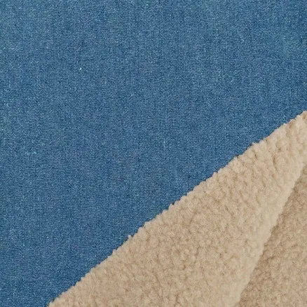 Denimstof met bont 150cm 007 - Blauw