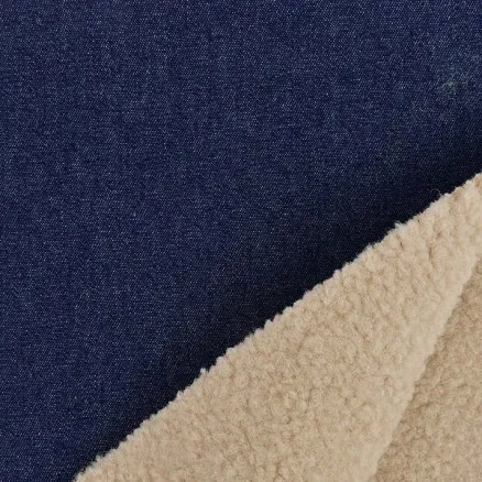 Denimstof met bont 150cm 008 - Donkerblauw