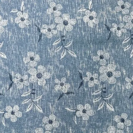 Denimstof 145cm 60 Bloemen - 50cm