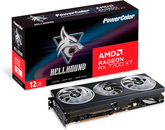PowerColor Radeon RX 7700 XT Hellhound OC - 12GB GDDR6 VRAM - Carte graphique
