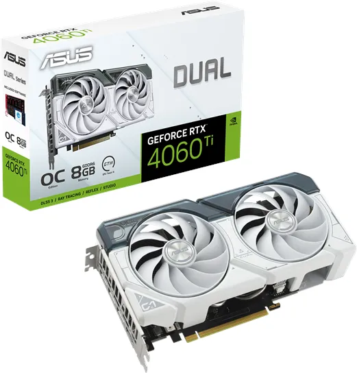 ASUS GeForce RTX 4060 Ti DUAL OC White - 8GB GDDR6 RAM - Carte graphique