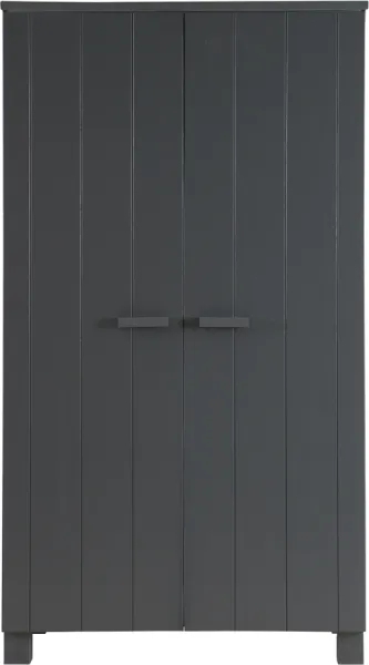 Dennis, Kleiderschrank, dunkelgrau, H202x55x111 cm, Kiefernholz