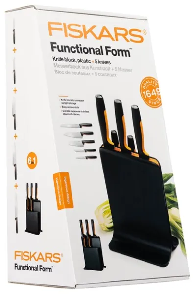 Fiskars Functional Form Blocco coltelli in plastica 5 coltelli