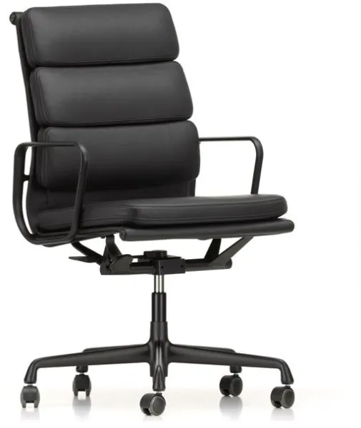Vitra Soft Pad EA 219 Toimistotuoli Swivelillä ja Korkealla Selkänojalla Nero