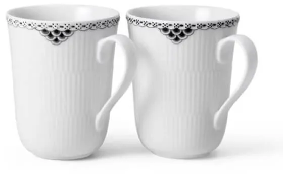 Royal Copenhagen Black Ribbed Lace Cup 33 cl 2 pcs.