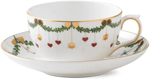Royal Copenhagen Stjerne Riflet Christmas Cup and Saucer - 32 cl
