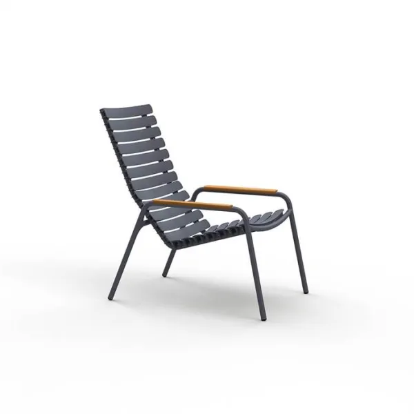 HOUE ReCLIPS loungestol i resirkulert plast m. Bambus - Dark Grey