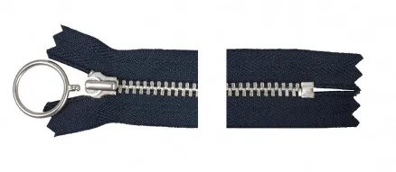 YKK Rits Aluminium Vast met Ring 35cm 4mm Marine