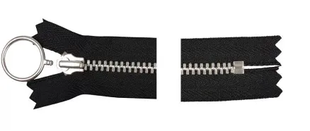 YKK Rits Aluminium Vast met Ring 25cm 4mm Zwart