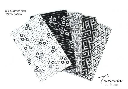 Tissu de Marie Fat Quarter White Wisdom 50x57cm - 5 pcs.