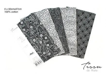 Tissu de Marie Fat Quarter Neutral Blomst 50x57cm - 5 pcs