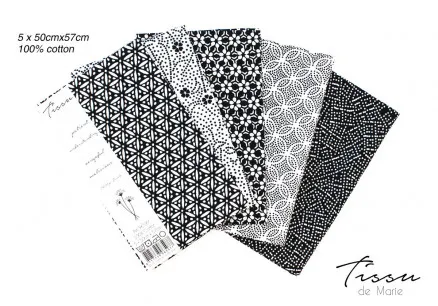 Tissu de Marie Fat Quarter Neutral Perle 50x57cm - 5 pcs