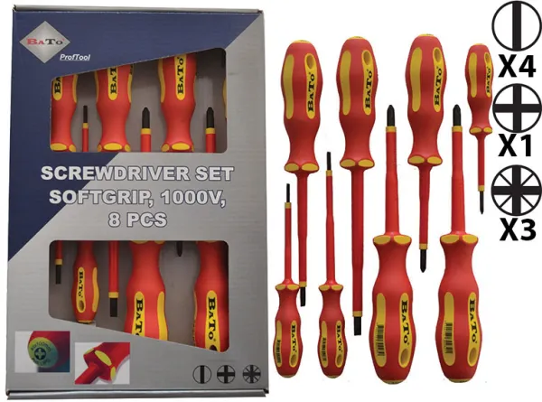BATO Schraubendrehersatz VDE 1000V Schlitz/Ph/Pz 8-teilig