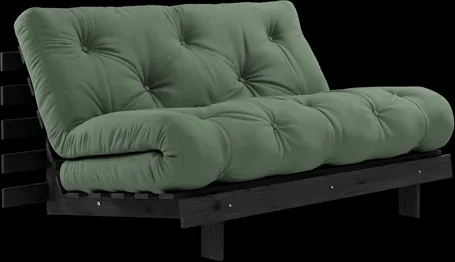 Karup Design Roots Canapé-lit avec matelas Roots 140x200 Vert olive/Laqué noir