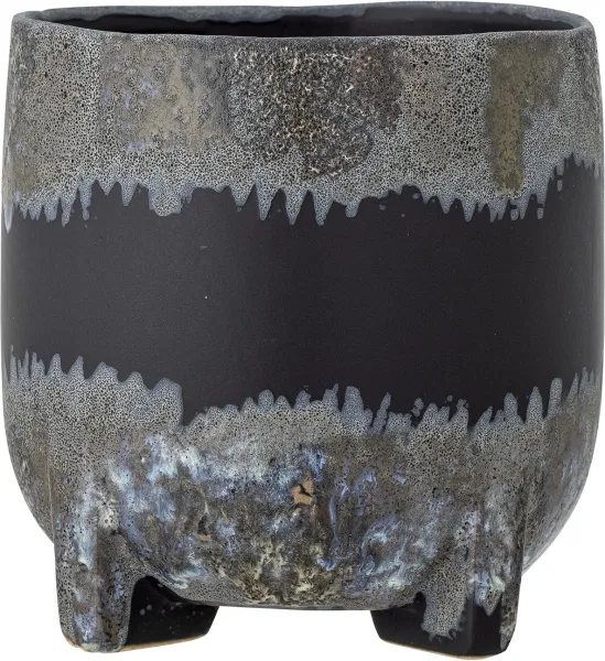 Nasru, Flowerpot, black, stoneware